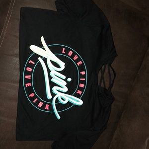 PINK Lace up Back Tee Size XS